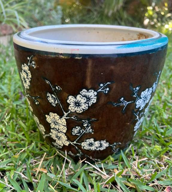 Glazed ceramic plant pot drainage 20cm d x 19 w. Pots & Garden Beds