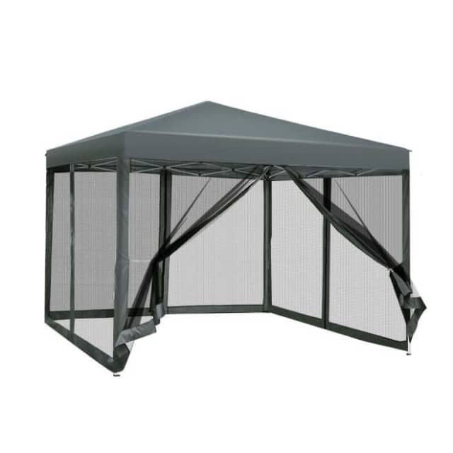 Gazebo Pop Up Marquee 33 Wedding Side Mesh Wall Outdoor Gazebos Grey