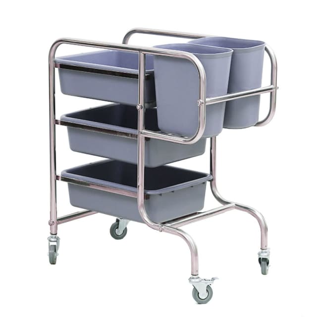 3 Tier Food Trolley Food Waste Cart Five Buckets Kitchen Food Uti