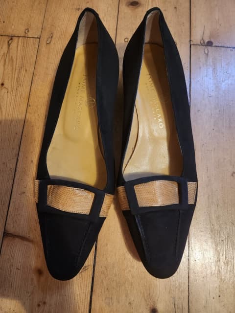 Pre-owned Louis Vuitton Black Suede Butterfly Peep Toe Wedge Pumps Size  38.5