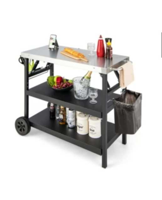 Outdoor BBQ Trolley/Griled Cart/ Food Prep Table 3 Tier BBQ in Box
