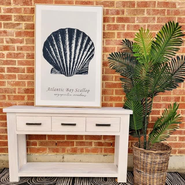 Alaska 3 Drawer White Wash Console Table (Brand New) Buffets & Side