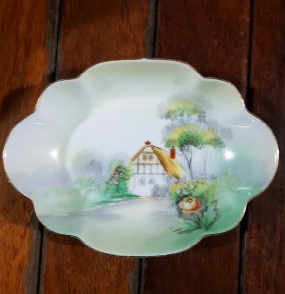 Vintage 1935 Noritake Hand Painted Butter Dish,Trinket Dish,Noritake