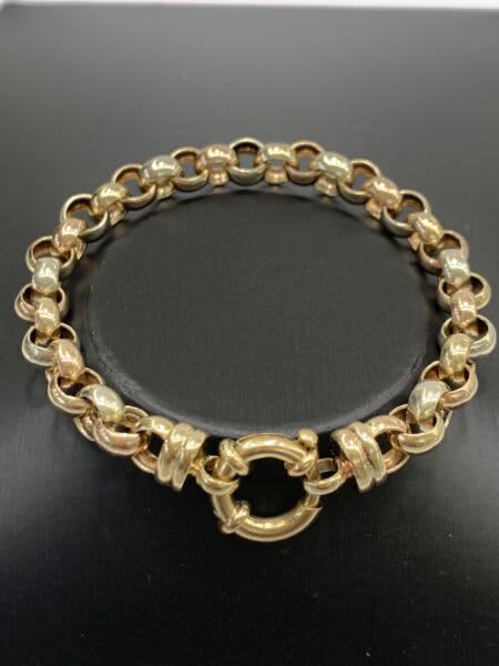 9ct tri tone belcher bracelet round links 20.5 grams 20cm NEW | Women's ...