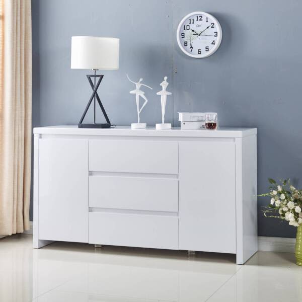 1.38M Buffet Sideboard Cupboard High Gloss White Buffets