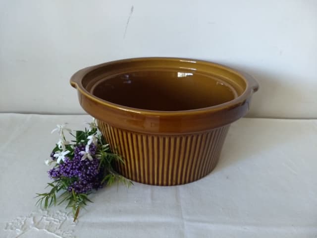 Brown Rival Ceramic Vintage Crock Pot Replacement Insert Bowl