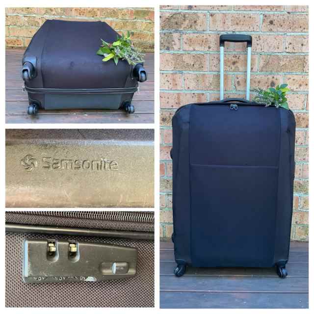 SAMSONITE 77cm Large checked SUITCASE/4 Swivel Wheels/TSA Lock/Black