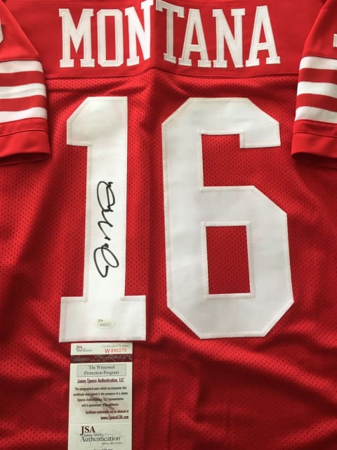 Joe Montana Signed Red San Francisco 49ers Jersey COA JSA