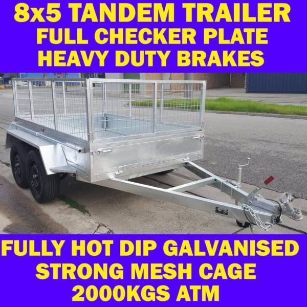 8x5 galvanised tandem box trailer with cage heavy duty chassis