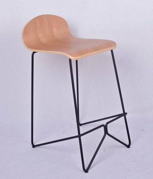 Hunter Bar Stool Black Powder Coated Metal Legs & Tasmanian Oak Seat