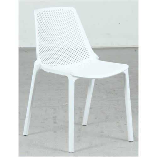 Outdoor Dining Chair White Stacking Plastic Seat Outdoor Dining
