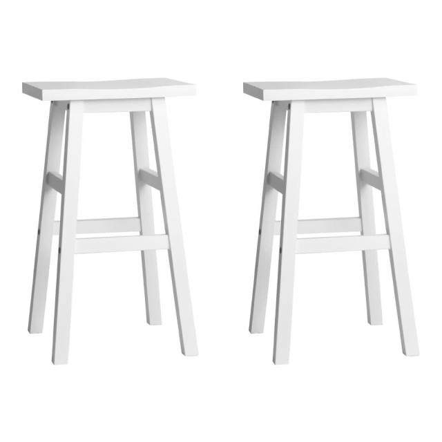 Bar Stools Kitchen Counter Stools Wooden Chairs White x2 Stools & Bar
