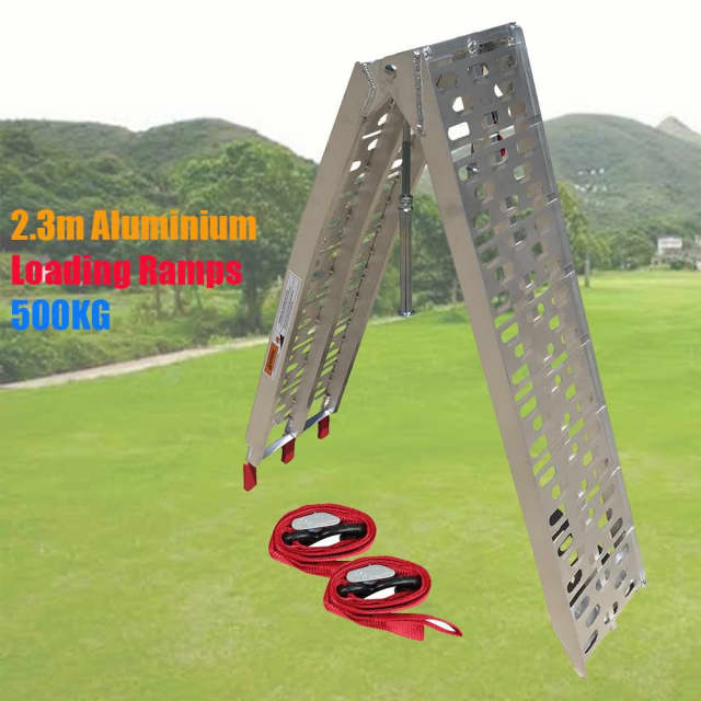 500kg 2.3M Folding Aluminum ATV Loading Ramp Lawnmower Motorcycle Truc