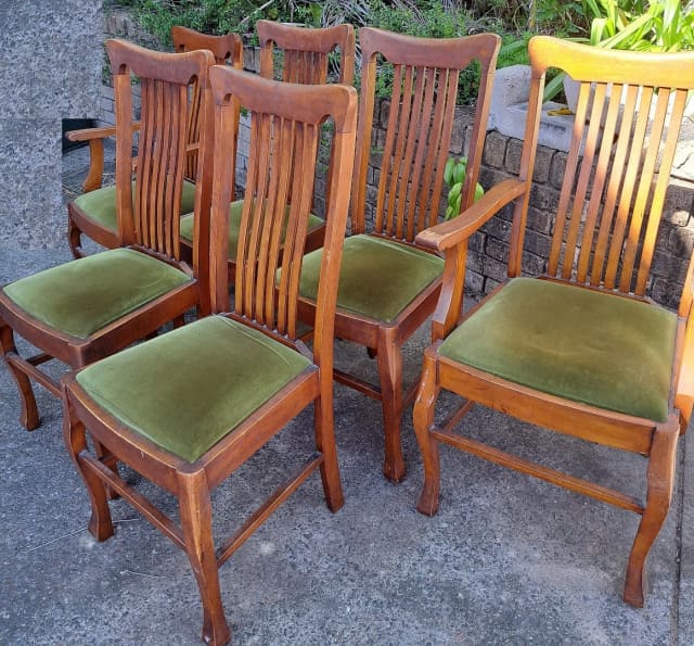 DINING CHAIRS with VELVET PADDED SEATS STYLISH WOODEN HIGH BACK