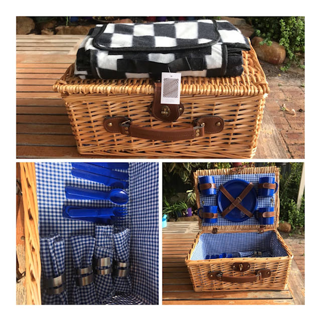 PICNIC BASKET/RATTAN FOR 4 with mat Miscellaneous Goods in Willetton