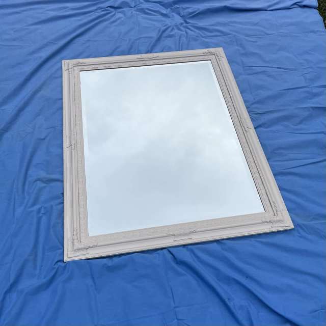 Large bevelled edge mirror with ornate frame (off white) Mirrors in