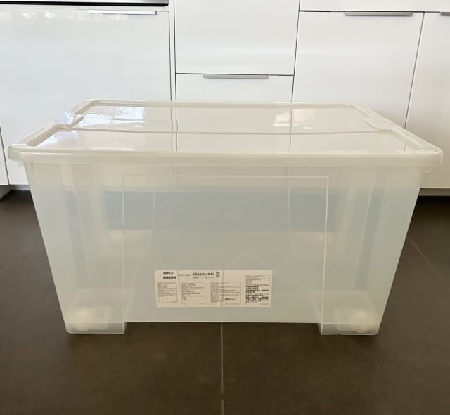 5 x IKEA SAMLA Box Storage Container 130L with Lid and Wheels