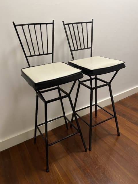 Vintage Square Wrought Iron / Vinyl Seats Bar Stools $450.00 | Stools ...