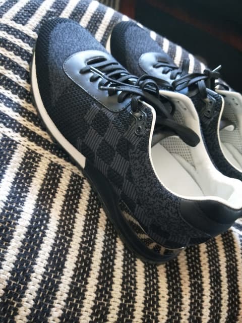 Louis Vuitton Black Damier Mesh And Leather Run Away Sneakers Size