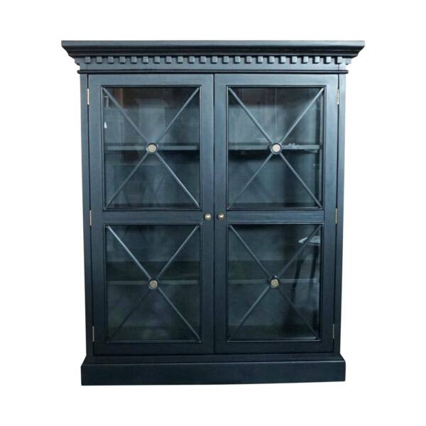 Hamptons Cross Tempered Glass Door Display Black White