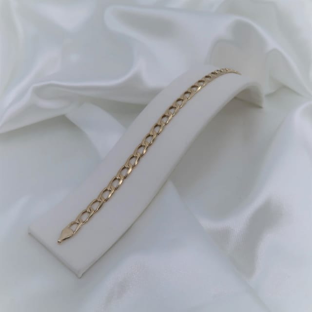 Mens 9ct Yellow Gold Flat Curb Bracelet HL3397 Men's Jewellery