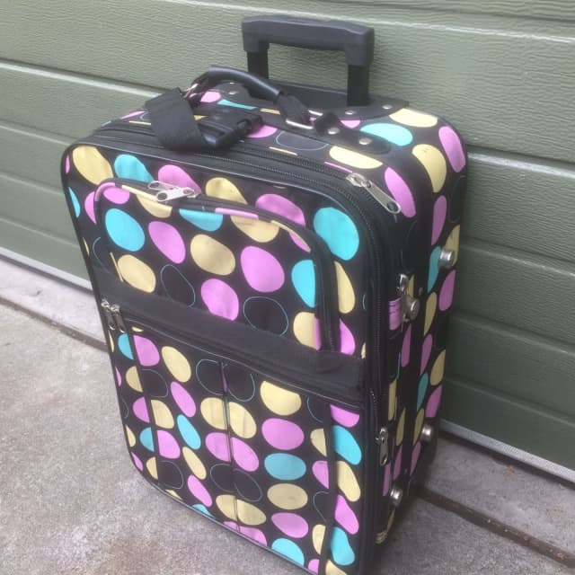 CARRY ON LUGGAGE / TRAVEL BAG BLACK WITH COLOURED POLKA DOTS! Bags Gumtree Australia