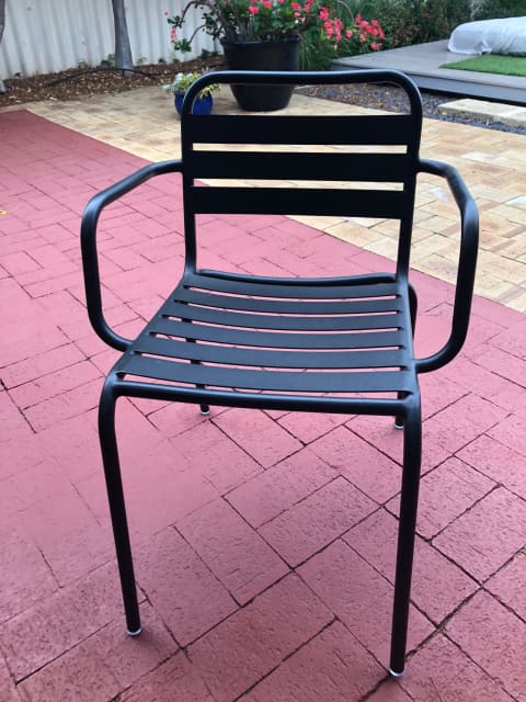 Bunnings black metal outdoor chairs x 4 | Outdoor Dining Furniture ...