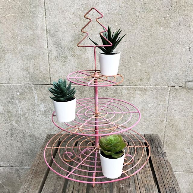 Dusky Pink Shabby Chic Garden Herb Plant Stand 40x28cm Other Garden