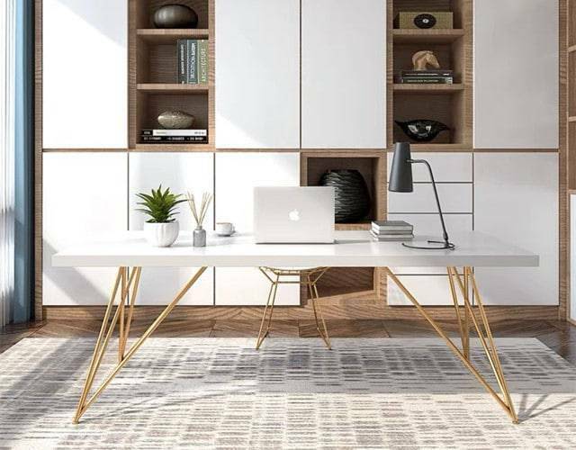 Study Desk Dinning Table Dresser Gold Steel Legs Marble Top Desks