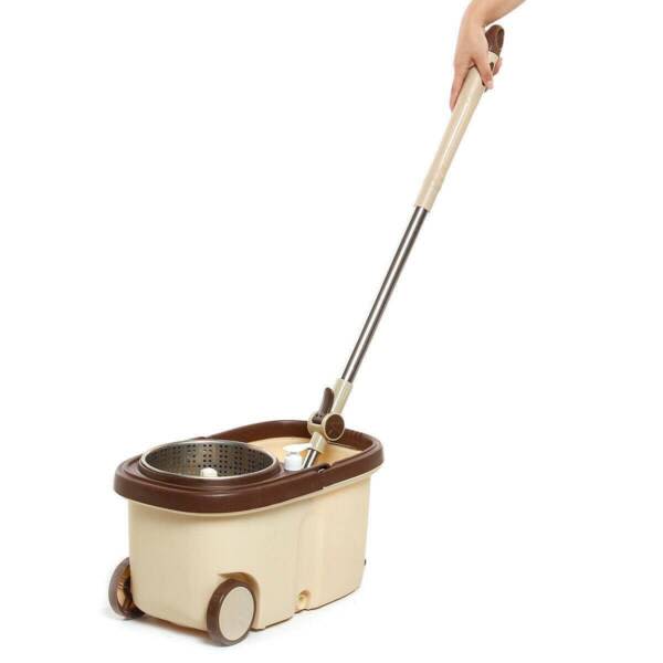 Spin Mop Rotating and Bucket Set w/ Wheels 2 Microfiber Mop Heads Other Home & Garden