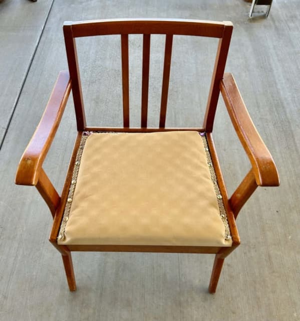 Vintage Silky Oak Commode Chair With Arm Rests and Padded Seat Sofas