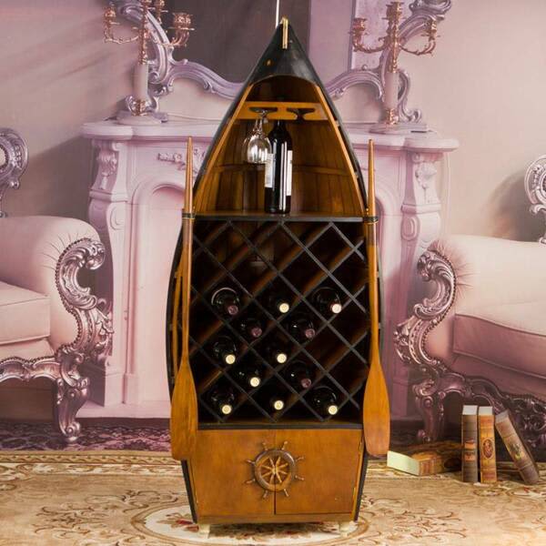 Wowmart Vintage Boat Wine Display Stand Rack Wine 24 Bottle