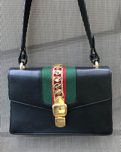 Gucci Authentic Medium Sylvie Bag Black Leather - green & red stripe | Bags  | Gumtree Australia Wollongong Area - Wollongong | 1298327370