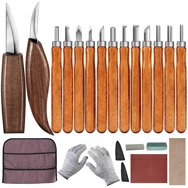 23PCS Wood Carving Chisel Woodworking Whittling Cutter Chip Hand DIY