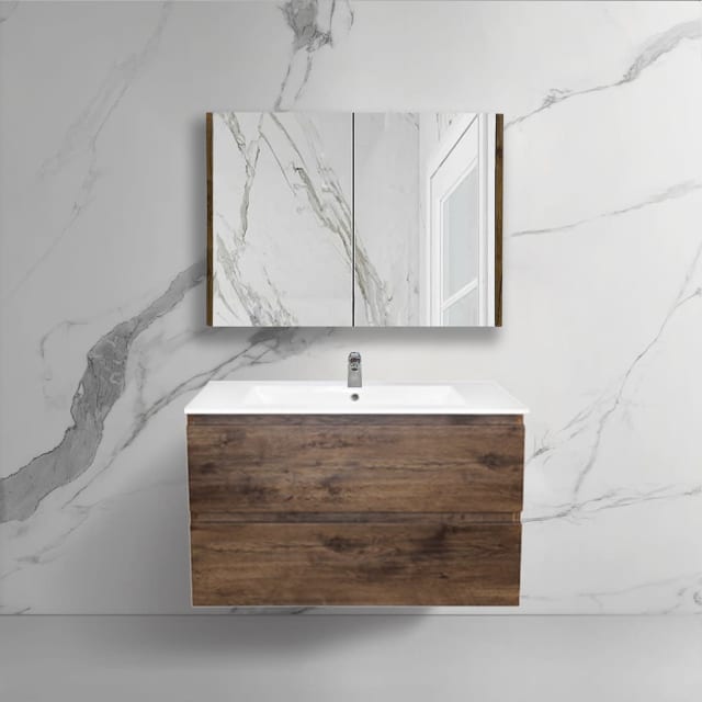 900x460x520mm Wall Hung Bathroom MDF Vanity Dark Oak Wood Grain Building Materials Gumtree