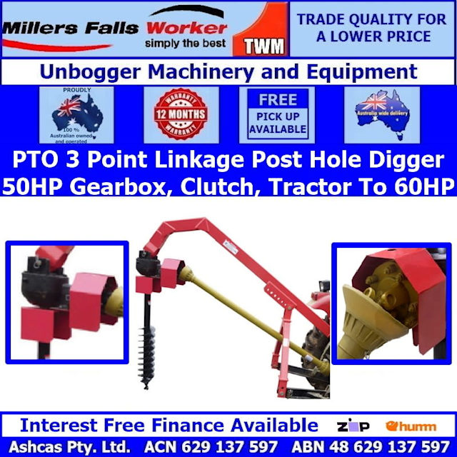 Millers Falls TWM PTO Post Hole Digger 50HP Gearbox With Clutch