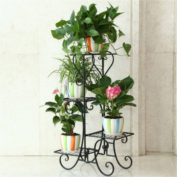 4 Tier Metal Shelves Flower Pot Plant Stand Display Pots & Garden