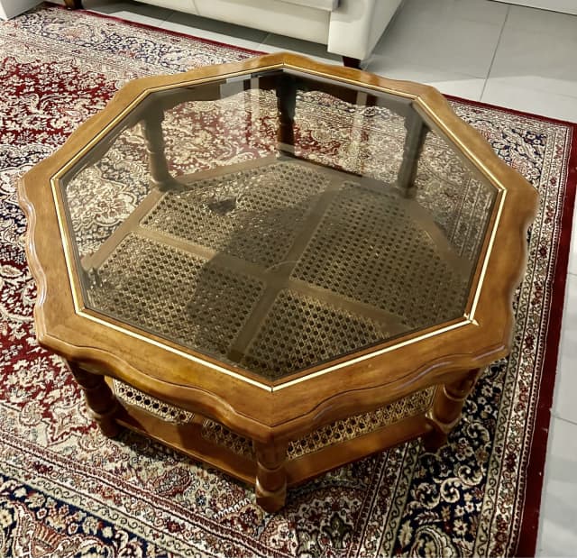 PENDING COLLECTION FREE Rattan Side Table with Glass Top Buffets