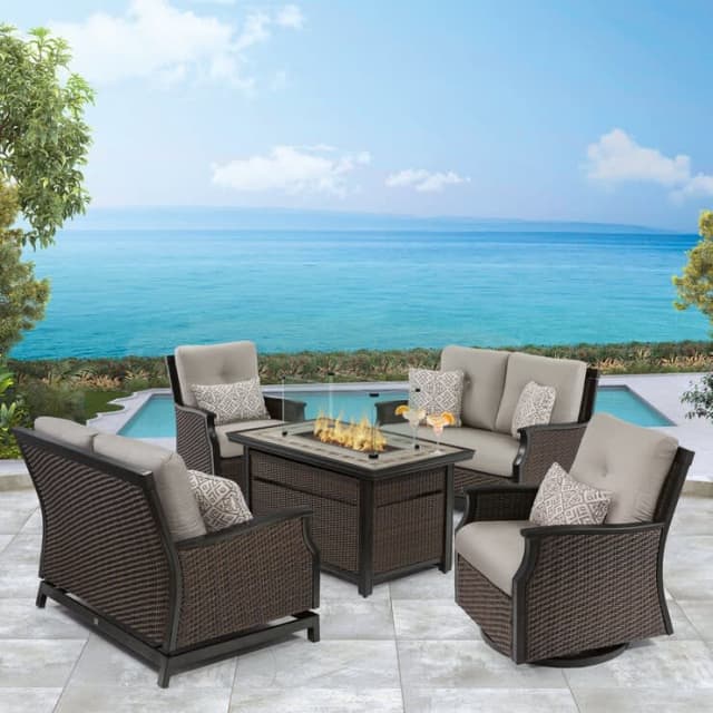 5 piece patio conversation set with fire pit