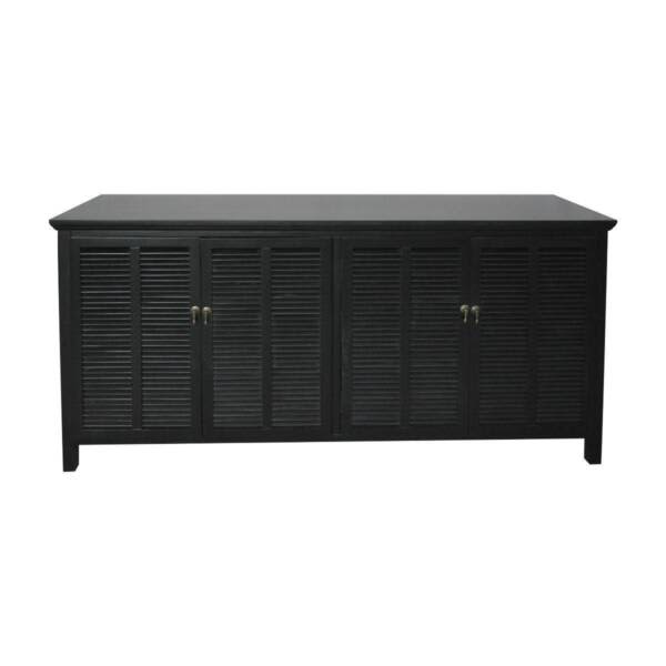 Hamptons Louvre 4 Door Sideboard Buffet in Black