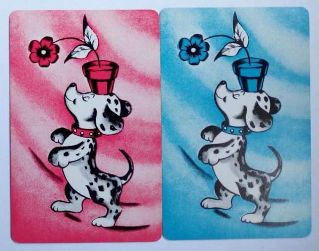 Vintage Swap Cards, 1970s Australian Dog Balancing PotPlant