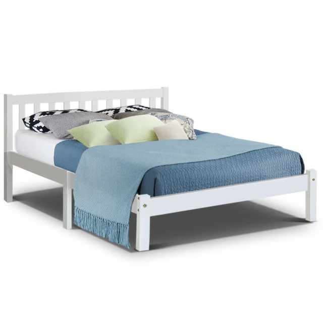 LILLI EcoFriendly Wooden Bed Frame with Headboard Queen Size, White