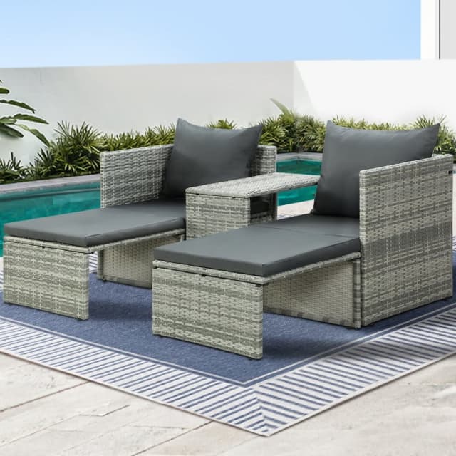 Wicker Lounger Patio Furniture Outdoor Setting Day Bed Garden Lounging & Relaxing Furniture