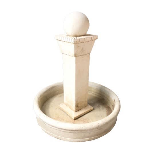 Water Feature Fountain 110x95cm Cream Cement Ball Round Base Pool