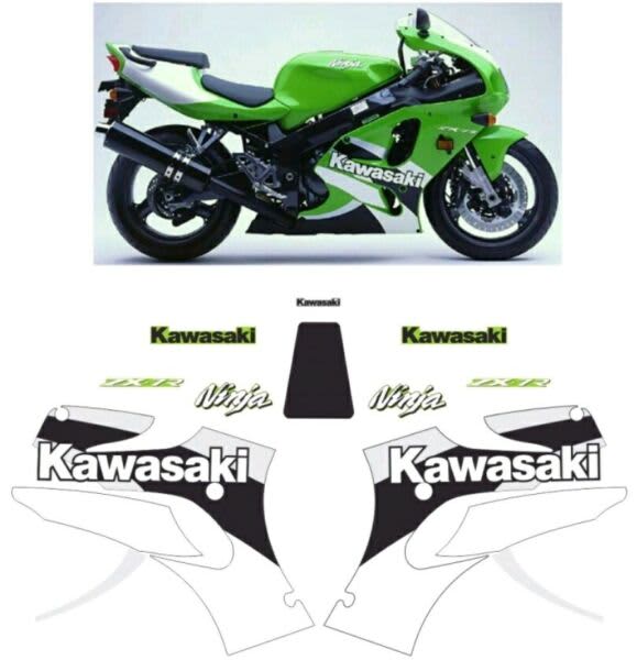 KAWASAKI NINJA ZX7R 2000 COMPLETE FAIRING GRAPHIC DECALS KIT