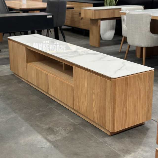 NEW Marble Top TV Units with Oak Base Entertainment & TV Units in