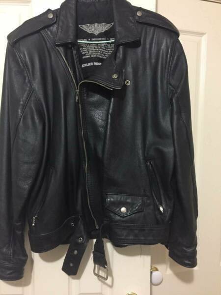 ATELIER Classic Leather Biker Jacket Unisex Size L Like New - Jackets ...