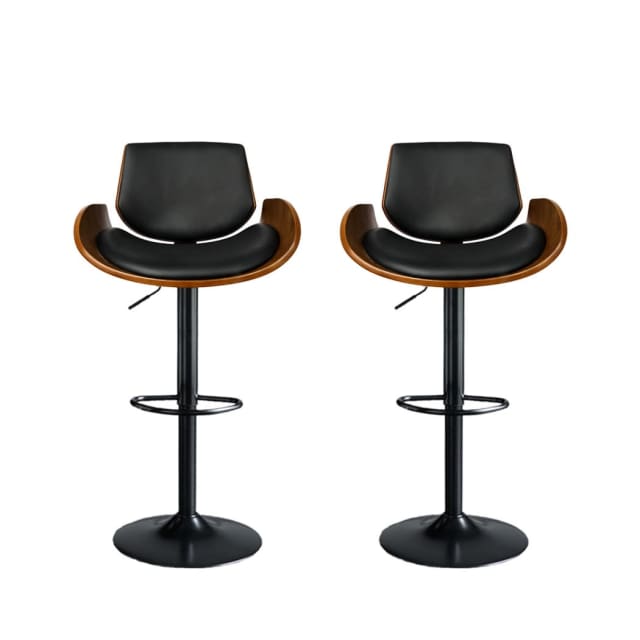 Levede 1x Bar Stools Kitchen Gas Lift Wooden Beech Stool Chair Sw