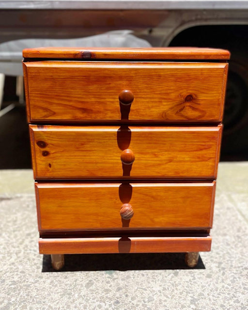 C.1990s Pine Bedside Table manufactured by Furncraft Pty Ltd. Bedside Tables in Coburg VIC