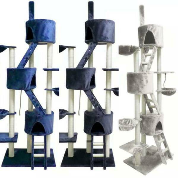 244cm Multi Level Cat Scratching Post Tree Scratcher Pole Pet